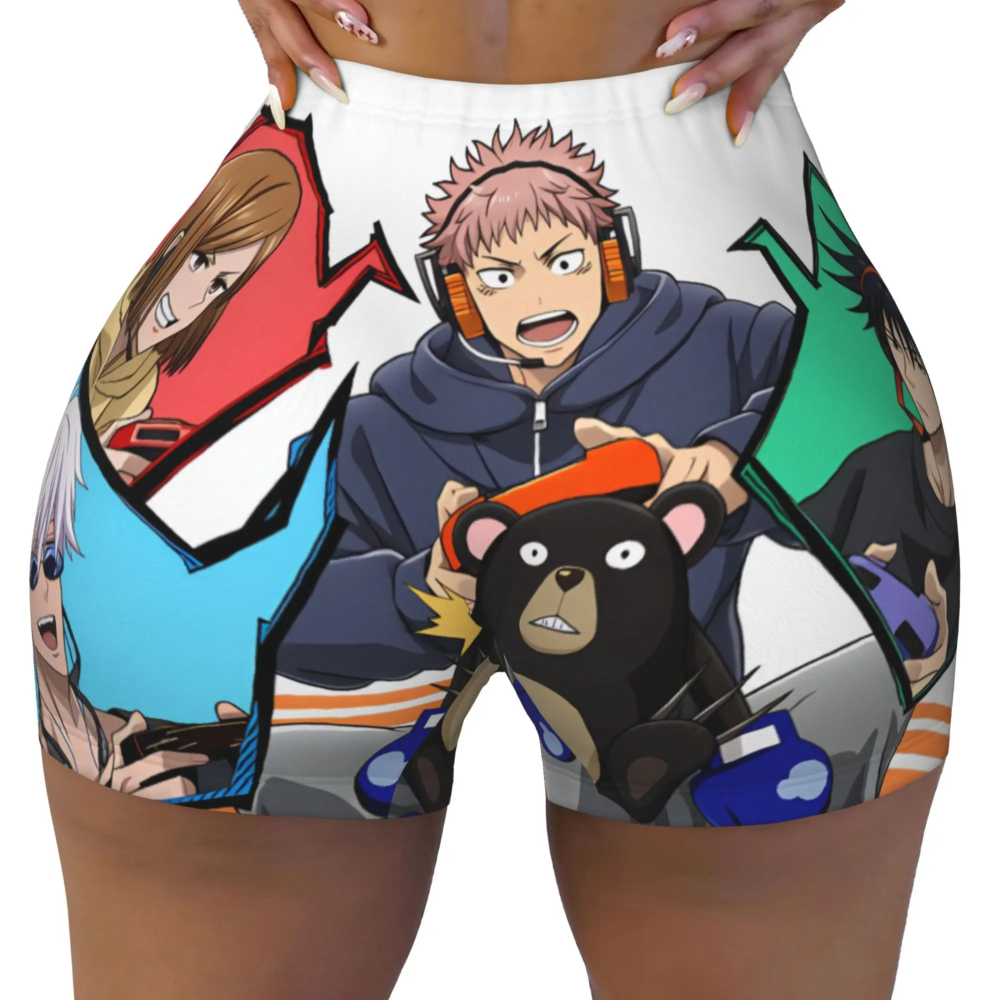 Women's Jujutsu Kaisen Yuji Itadori Workout Yoga Shorts Megumi Fushiguro Athletic Gym Biker Running Shorts