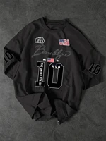T-shirt surdimensionné à imprimé style Brooklyn USA 10, streetwear pour hommes, tee-shirt vintage en jersey 1