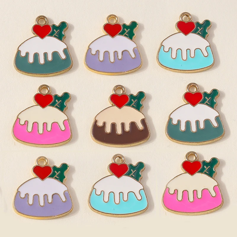 Leslie 10 Stück süße Emaille-Lebensmittel-Charms, süßer Mini-Cup-Kuchen-Anhänger für Armband, handgefertigte Schmuckherstellung – Detail 23