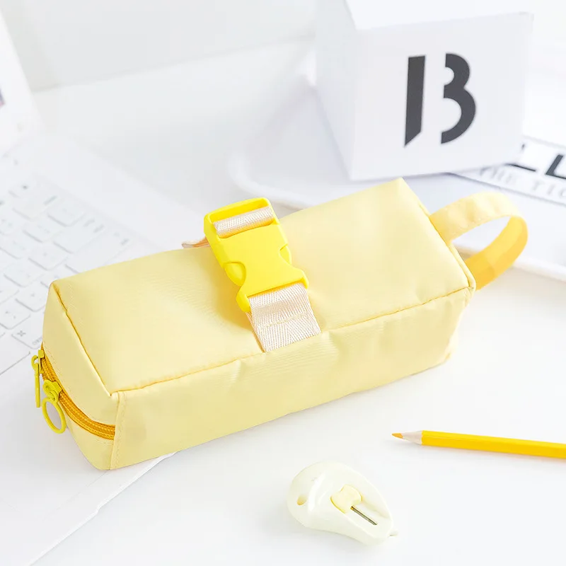 Minimalist Large Capacity Pencil Case - Stylish Snap Closure with Multiple Compartments for School Students