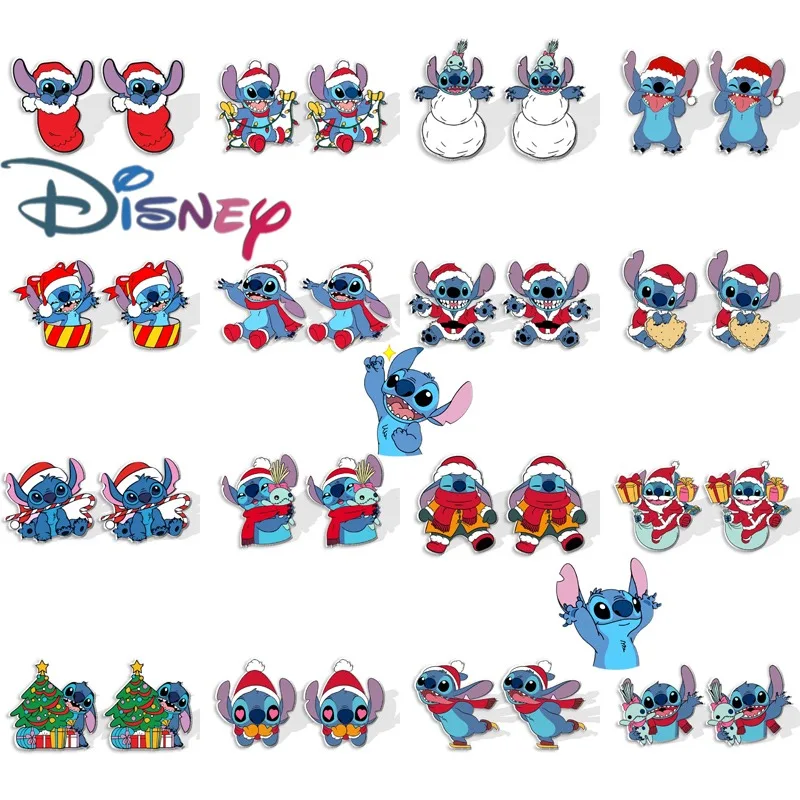 Disney Cute Cartoon Stitch Stud Earrings Anime Figure Earring Fashion Women's Earrings Girls Jewelry for Kids Christmas Gifts