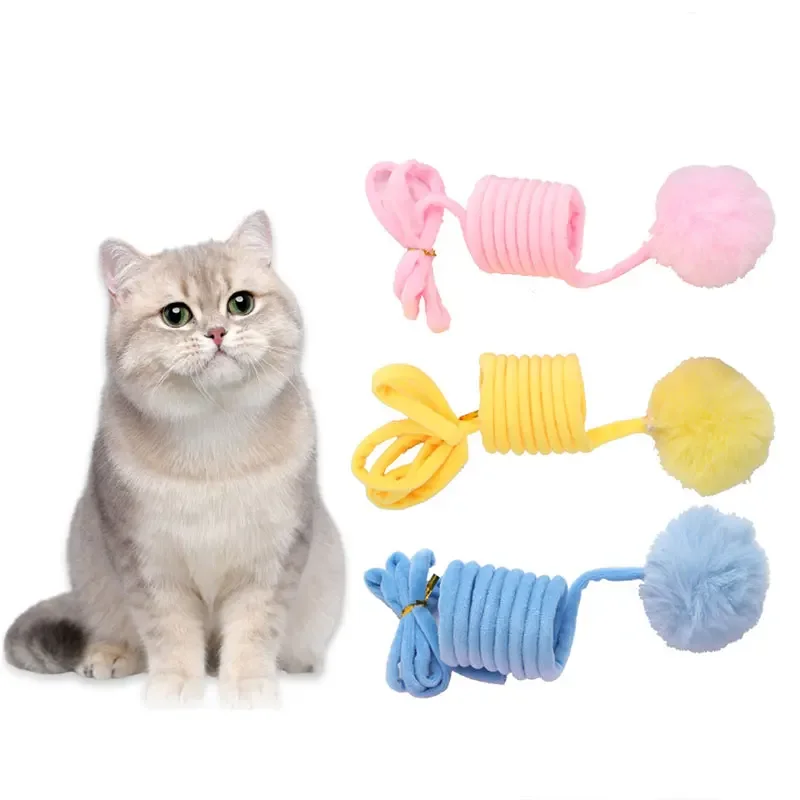 

Cat Spring Ball Toy Elastic Cat Toy Interactive Bouncing Jump Ball Spring Hair Ball with Bell Cat Supplies Pet Products