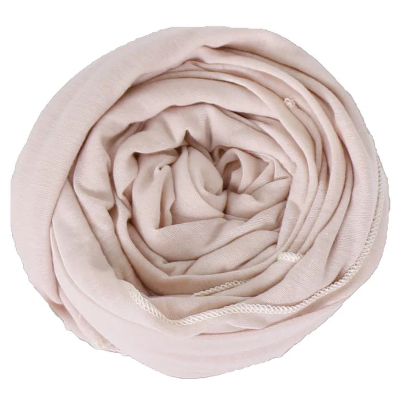 80*180cm Summer Spring Solid Color Silk Cotton Women Scarf, Breathable Stretch India Style Jersey Hijab