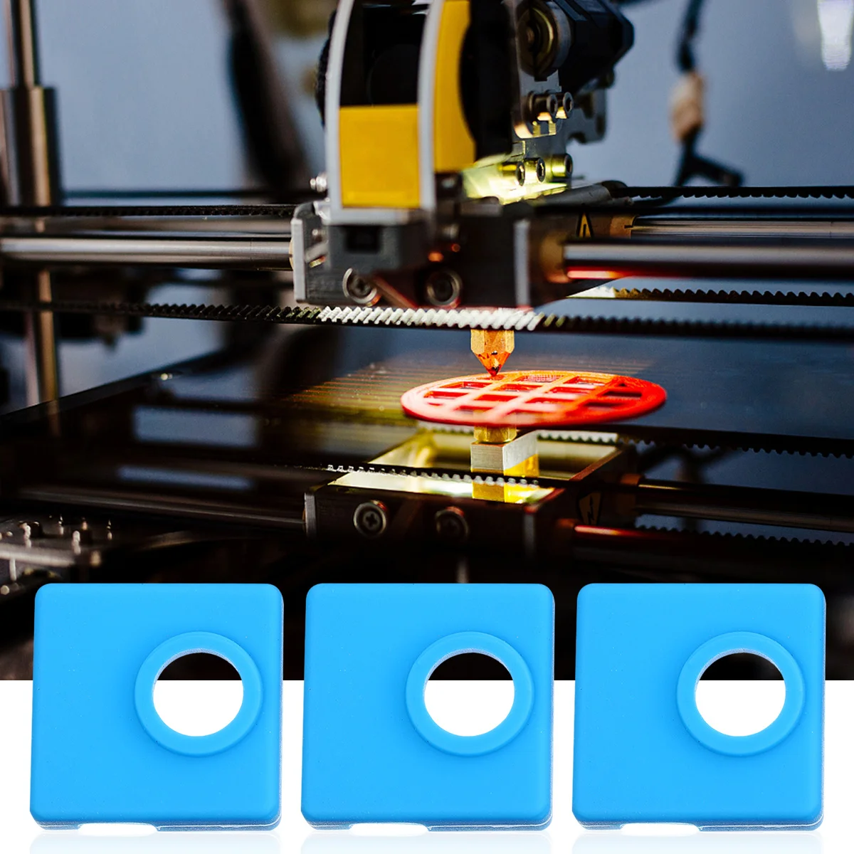 

5 шт. силиконовый защитный чехол для нагревательного блока Mk8, алюминиевая крышка, термостойкая, для очистки сопел, аксессуары для 3D-принтера