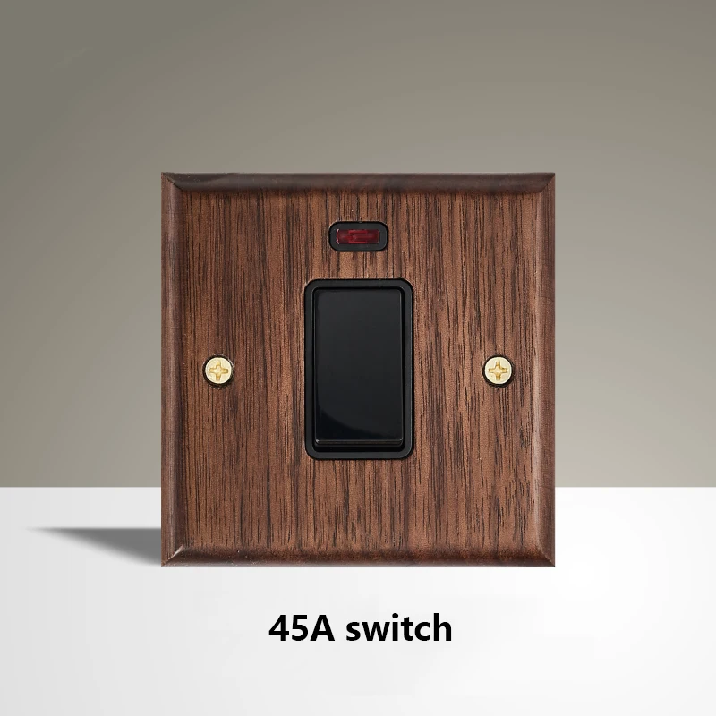 Black Walnut Wood Toggle Light Switch,Home retro Brass Panel,FR UK Universal Double USB Wall Electrical Socket Vintage Switch image 3