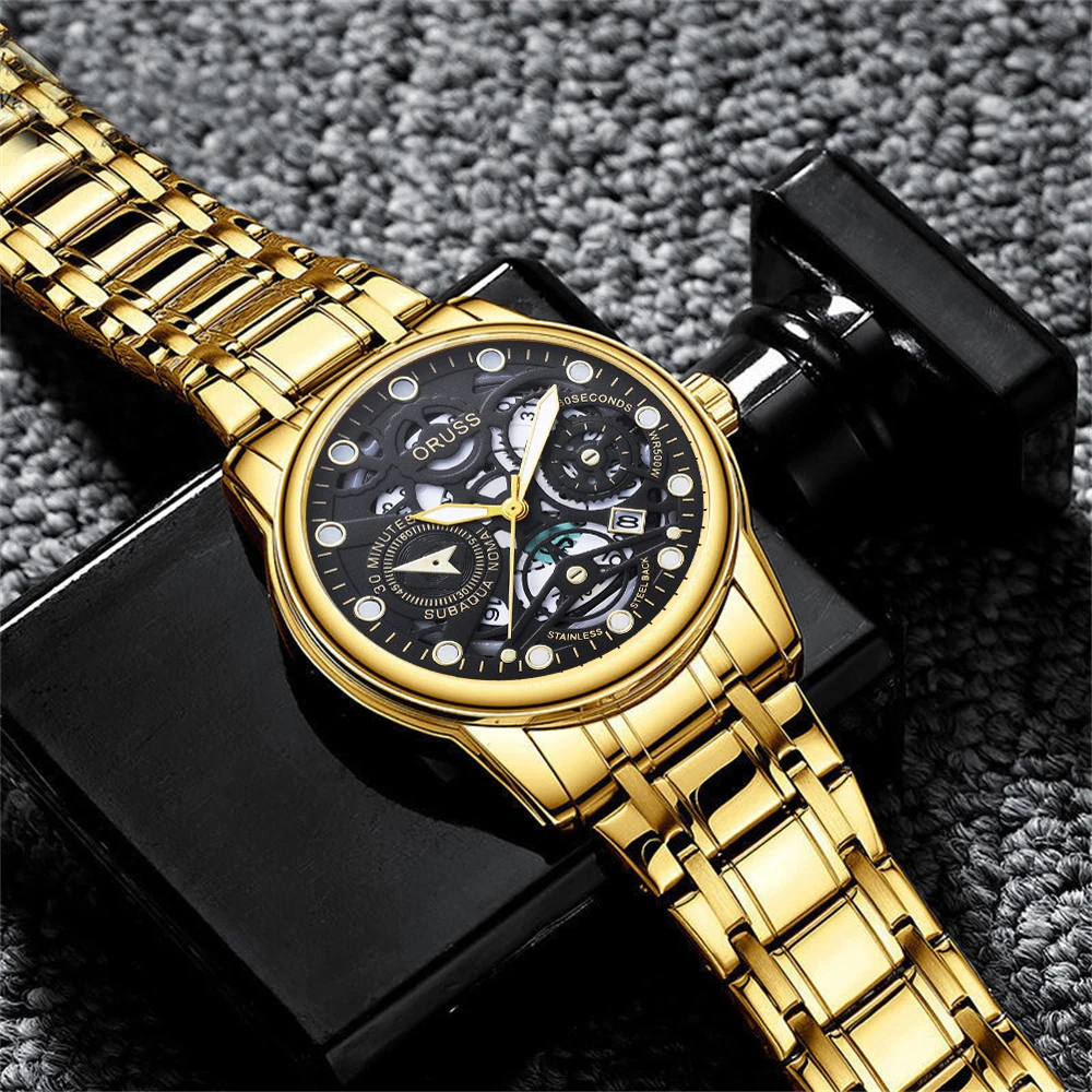 นาฬิกาสุดคลาสสิกสุดหรูสำหรับผู้ชายนาฬิกาแฟชั่นบรรยากาศแบบหล่อทนทานใส่สบายทุกอย่างเรียบง่ายปฏิทินคู่สำหรับผู้ชาย