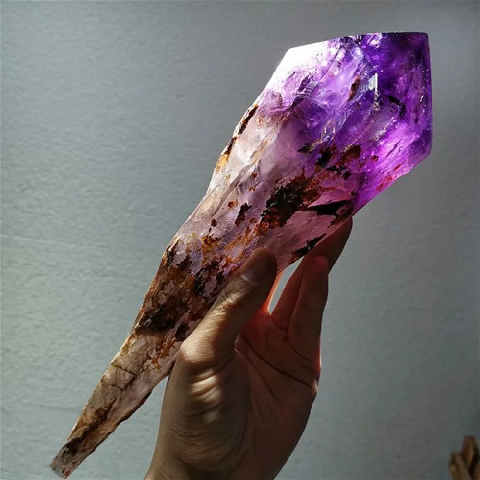 Imagem -03 - Grande Brazi Ametista Natural Cristal Espinha Dorsal Pedra Scepter Cluster Quartzo Reiki Cura Casa Decoração Mineral Espécime Tamanho