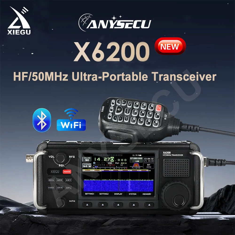 Newest Xiegu X6200 HF/50MHz Compact-type Amateur Portable Radio Transceiver WFM Aviation Wide Frequency Band Multi-mode Receiver