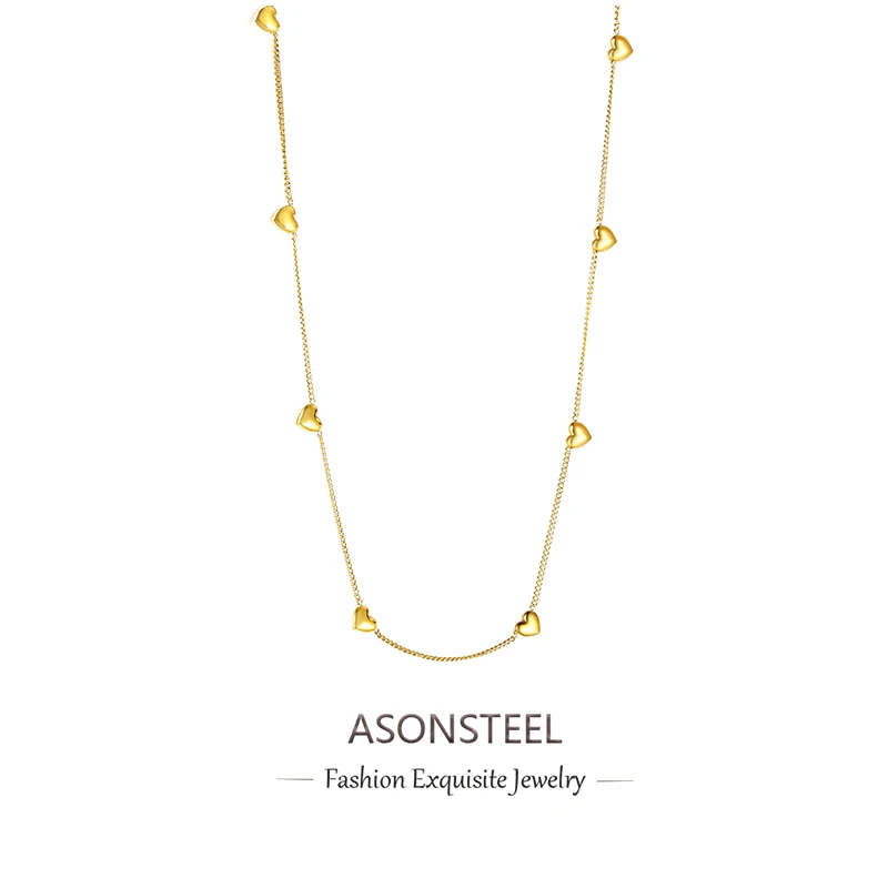 ASONSTEEL 316L Stainless Steel Geometric Pendants Necklace Heart Shaped Rectangle 18K Gold Plated Minimalist Waterproof Jewelry