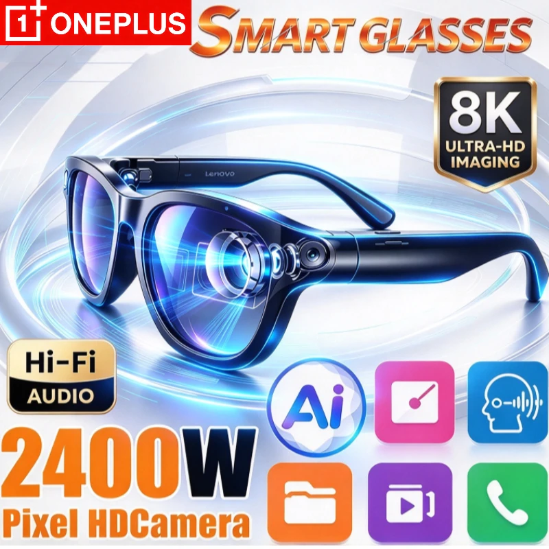 OnePlus 8K 2400MP Latest AI Smart Sunglasses Video Photo Capture Translator Bluetooth Call Record Music Play Eyewear New