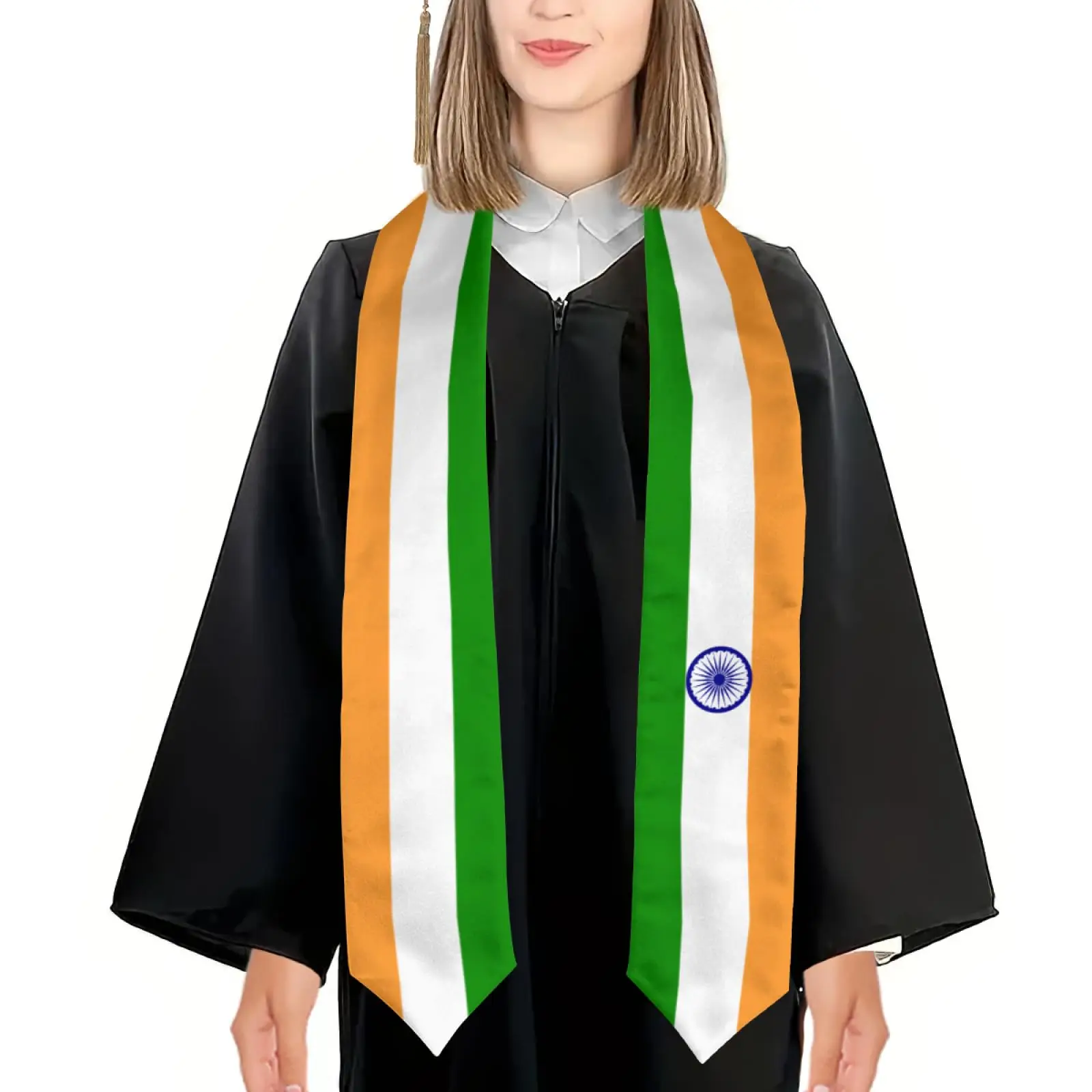 2025 India Flag Graduation Stole Shawl Sash Honor For Study Aboard International Students