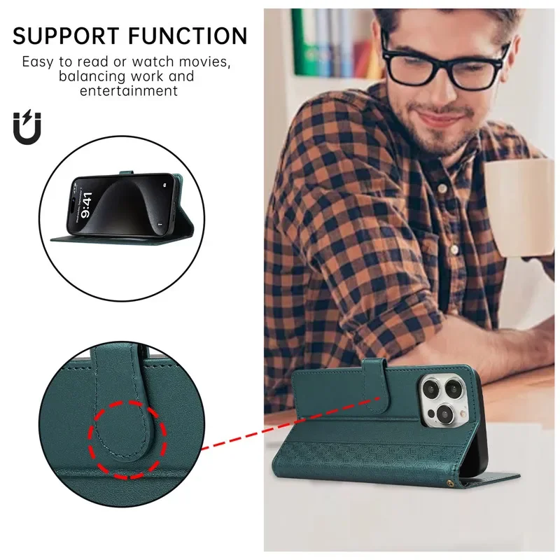 حافظة لهاتف آيفون 17 Air 16 15 14 Pro Max 16E 13 12 Mini 11 XS XR Max SE 8 7 Plus غطاء حامل قابل للطي #3