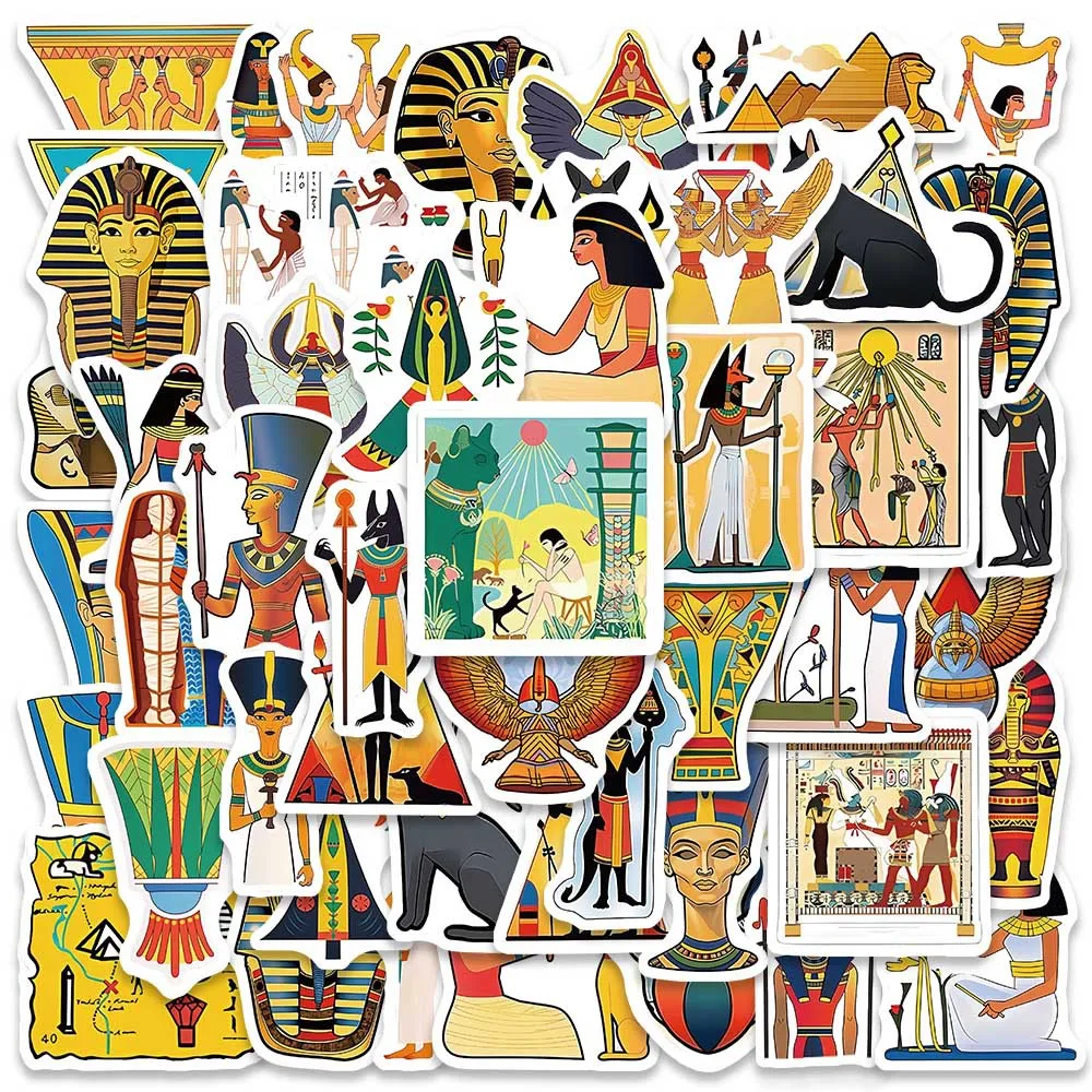 50pcs Pharaoh Ancient Egypt Stickers Pack Laptop Stationery Scrapbooking Supplies Sticker Aesthetic Diy Journaling Materials