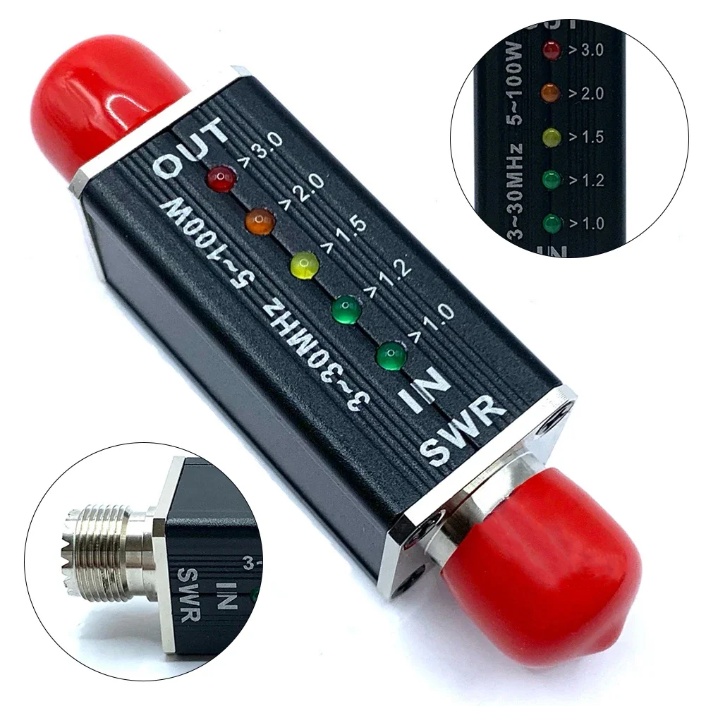 SWR Instrument Indicator With Female Interface LED SWR Meter  3-30MHz Frequency For Broadcasting Television Transmission