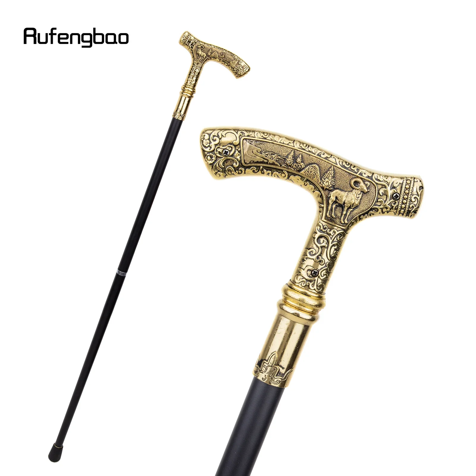 Goat Handle Luxury Pattern Walking Stick Party  Decorative Cane For Halloween For Cosplay And Parties, For Cosplay & Party