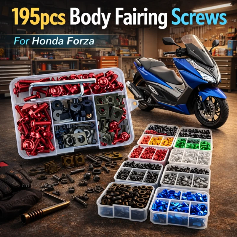 

195pcs Motorcycle Fairing Bolts Body Screws Nuts For Honda X-ADV 750 XADV750 Forza 750 Forza750 Kit Aluminum CNC Fasteners Clips
