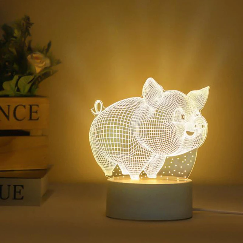 3D Lamp 3 Color Changing LED Night Light Dimmable Atmosphere Lighting Christmas Room Decor Novelty Nightlight Creative Gifts