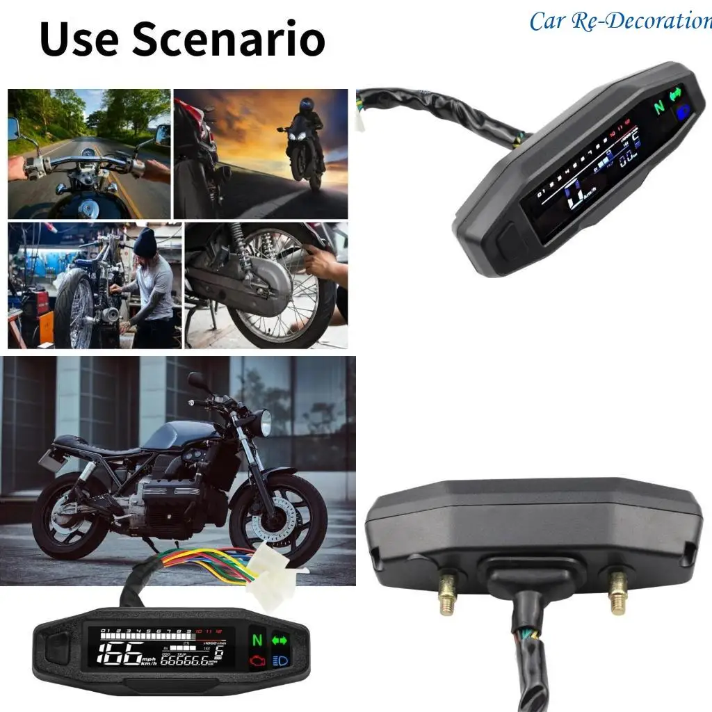

R58D Universally Motorcycle Speedometer Digital Panel for Most Motorbike Speed Tachometer Gauges LED Screen Instrument