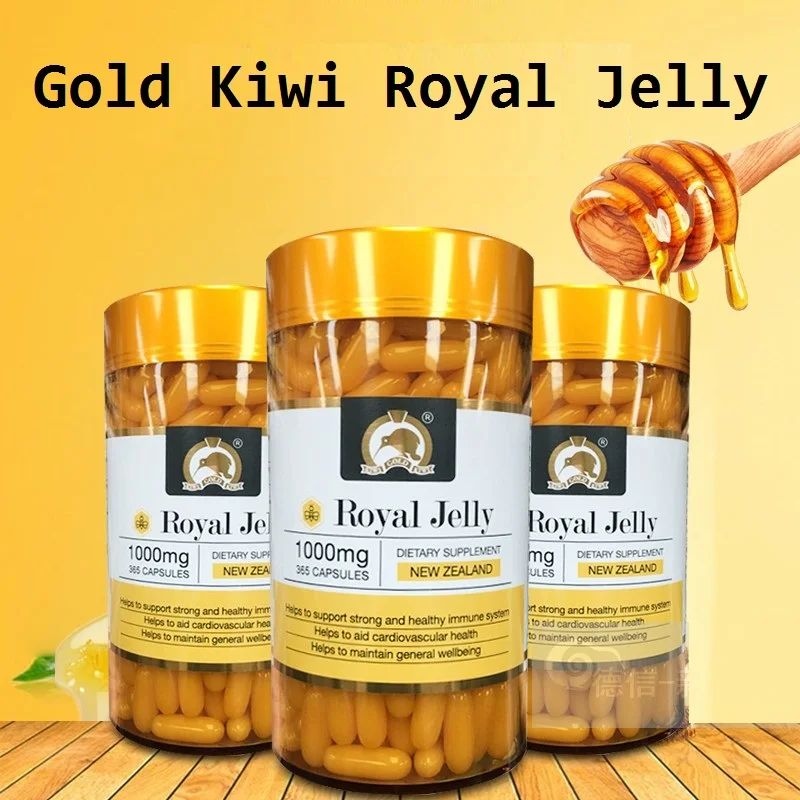 NewZealand Gold Kiwi Royal Jelly 365capsules Honey Bee Health Supplement Wellness Products Proteins Hormones 10HDA Immune System