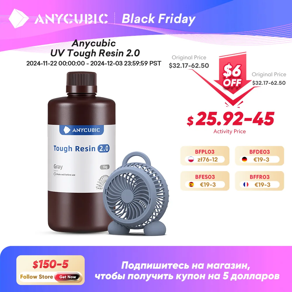 NEW ANYCUBIC Flexible Tough Resin 2.0 405nm UV Resin High toughness High Rigidity 3D Printer Printing Materials For Photon Mono