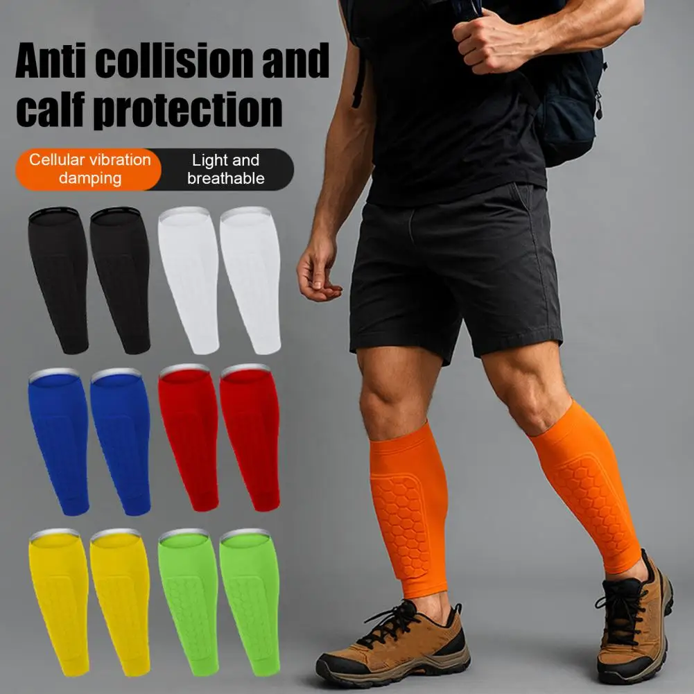 1 Pair Soccer Shin Guards Sports Shin Guards with Honeycomb Anti-Collision Pads Calf Compression Sleeve Shin Protectors for Base