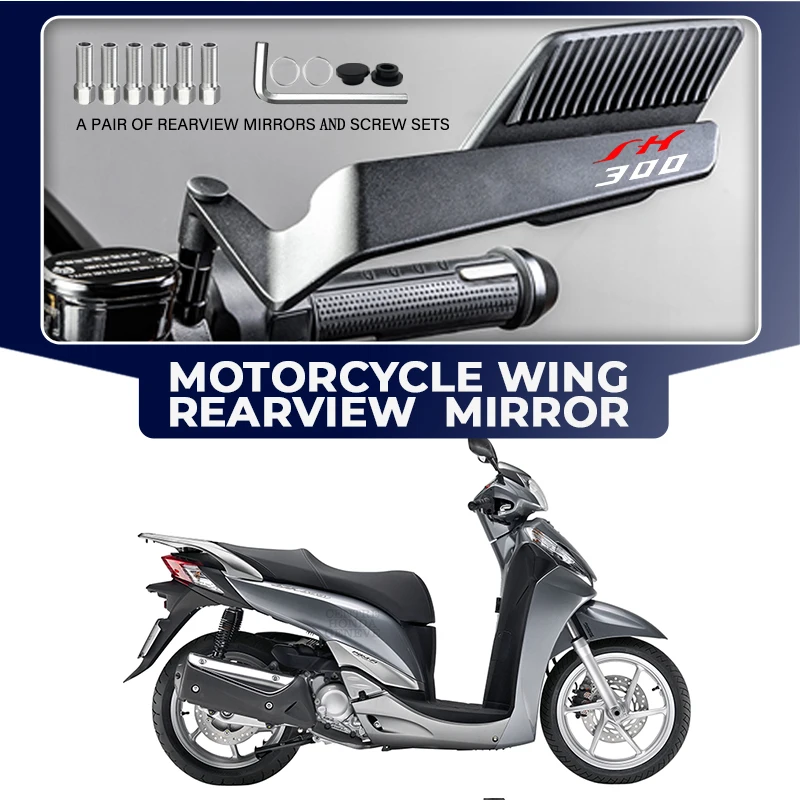 

Folding Motorcycle Wind Wing Aluminum Alloy Side Rearview Mirror For Honda SH300 SH 300 SH300I SH 300I Adjustable Convex Mirrors