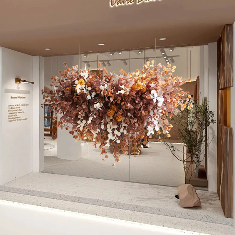 Yjq retro color heart-shaped hanging flower window decoration scene arrangement simulation flower art hotel commercial props