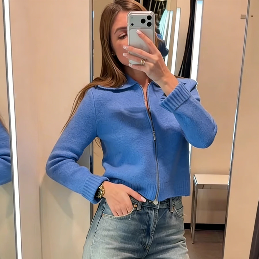 

Женский вязаный свитер на молнии: Новинка, универсальный дизайн, вязаная верхняя одежда для женщин, весенняя коллекция