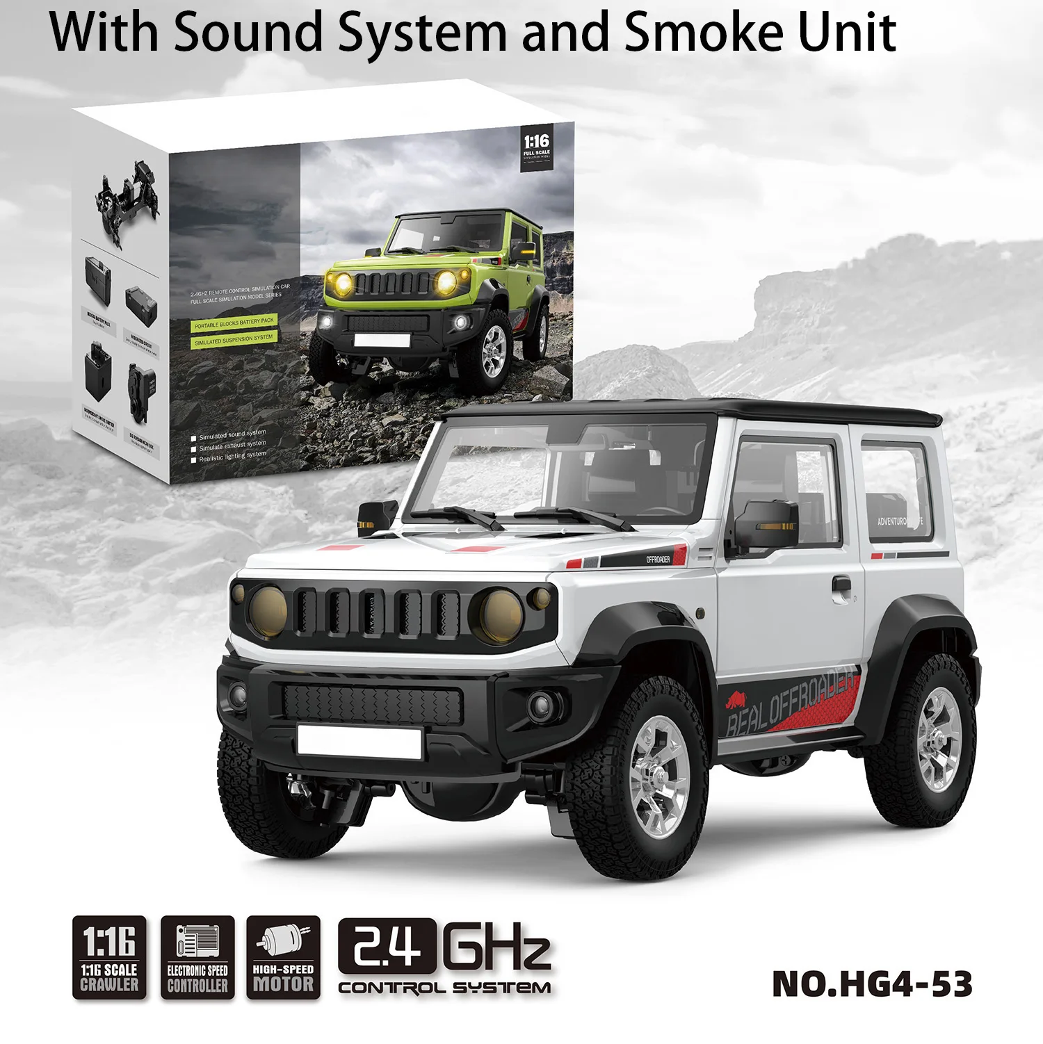 

Gifts HG 1/16 4x3 RC Crawler Car Remote Control Painted Model RTR Off-road Vehicle W/Light Sound Smoke for Boys Toys TH23067