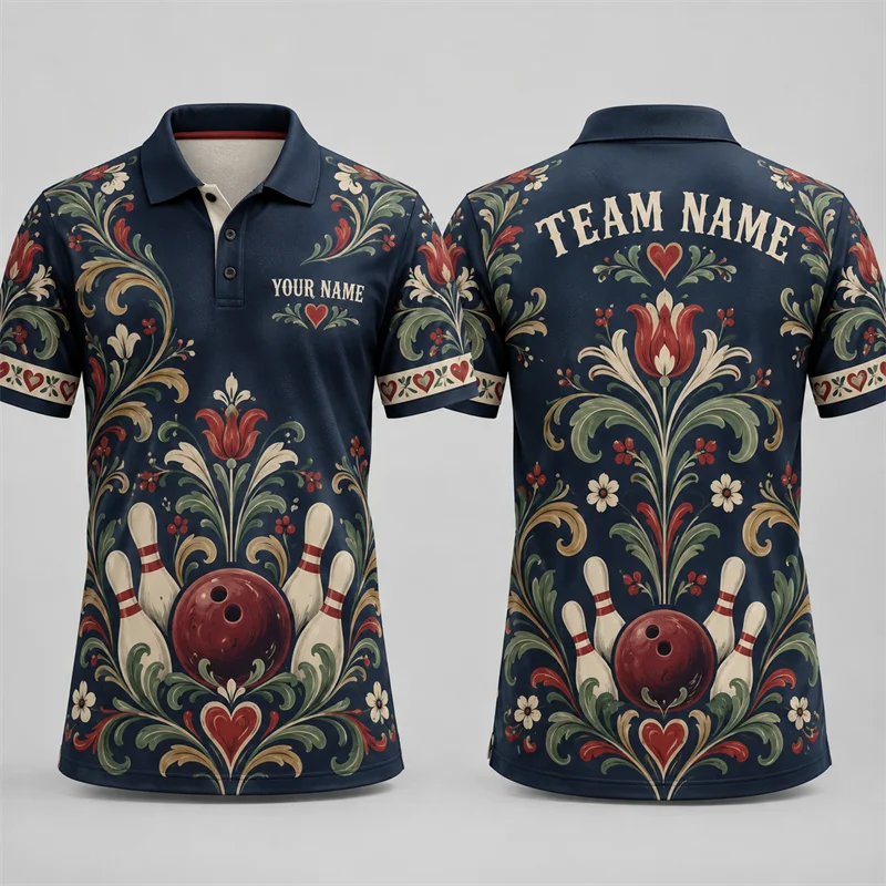 Short Sleeve Bowling Shirt Retro - Personalized Bowling Polo Shirt Custom Name