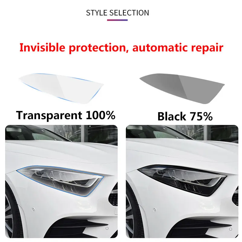 2Pcs Car Covers Headlight Protective Film For audi  A6 B8 B9 A4 C7 C8 A3 A5 Q7 Q5 Q3 Q2 Transparent Sticker Black Accessories