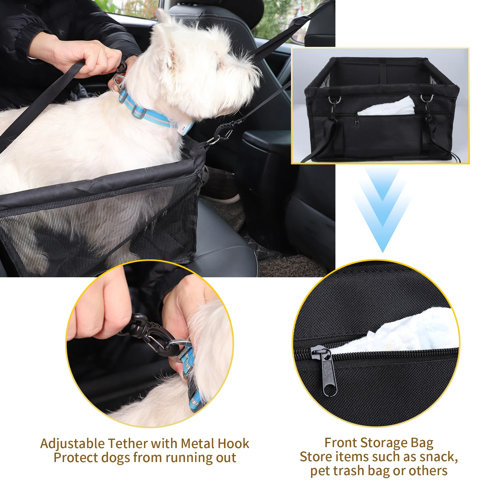 

1pcs Pet Dog Car Carrier Seat Bag Waterproof Basket Folding Hammock Pet Carriers Bag For Small Cat Dogs Safety Travelling Mesh