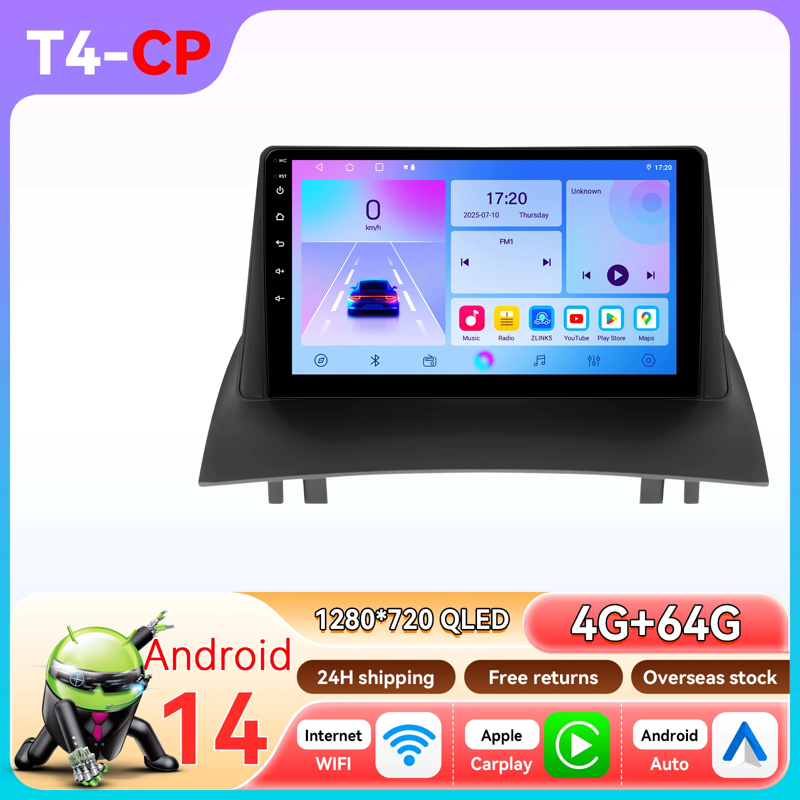 2DIN Carplay Android Auto autoradio voor Renault Megane II 2002 - 2009 multimediaspeler 360 camera autoradio GPS navigatie stereo Bluetooth 4G Wifi intelligent scherm