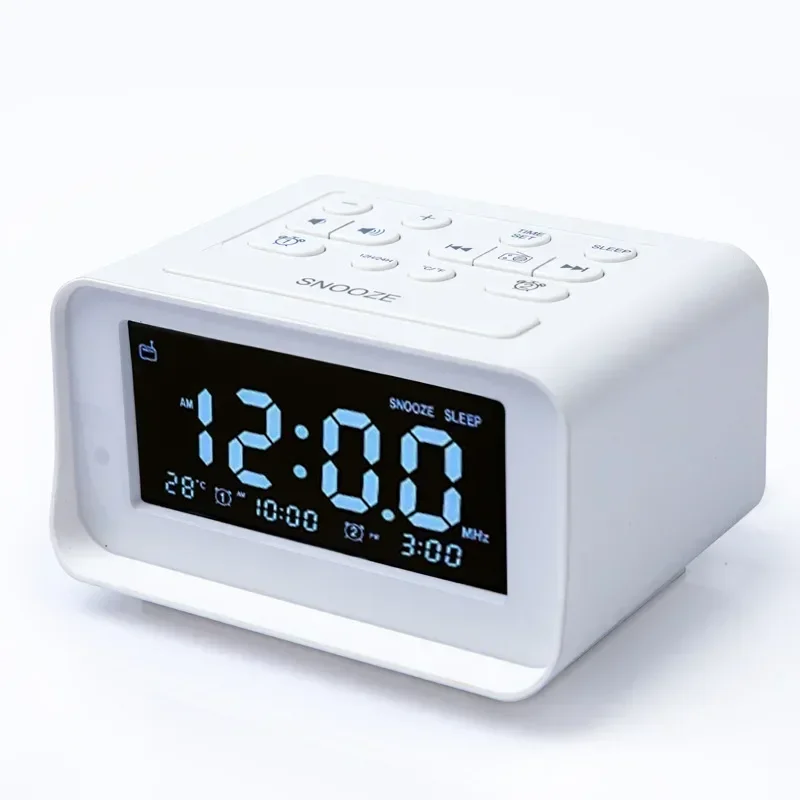 Digital Alarm Clock Radio with USB Charging Port  Bedroom Temperature Display and FM Radio with 87.5-108MHz Frequency