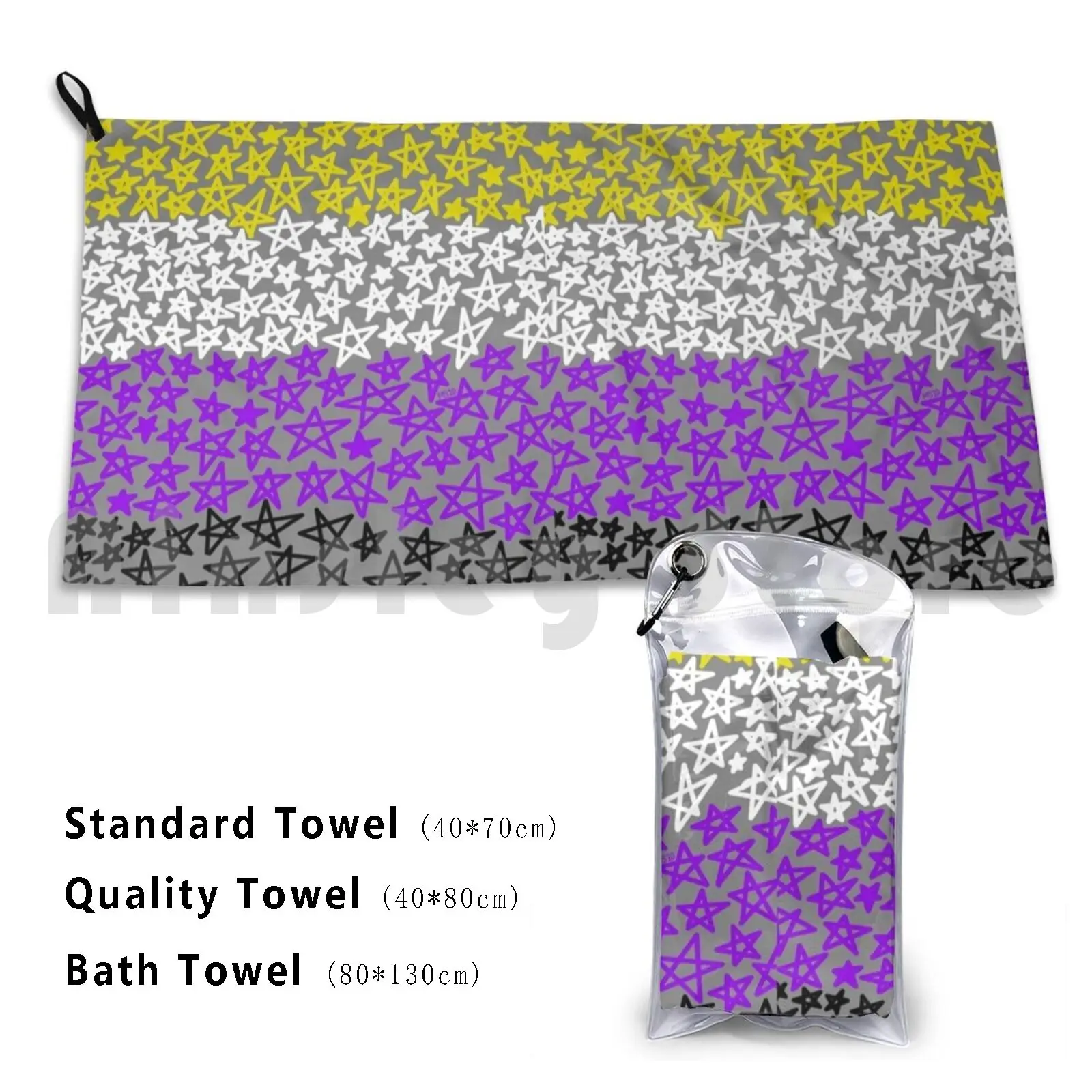 Nonbinary Pride Stars Custom Towel Bath Towel Nonbinary Enby Trans Stars Pride Pride