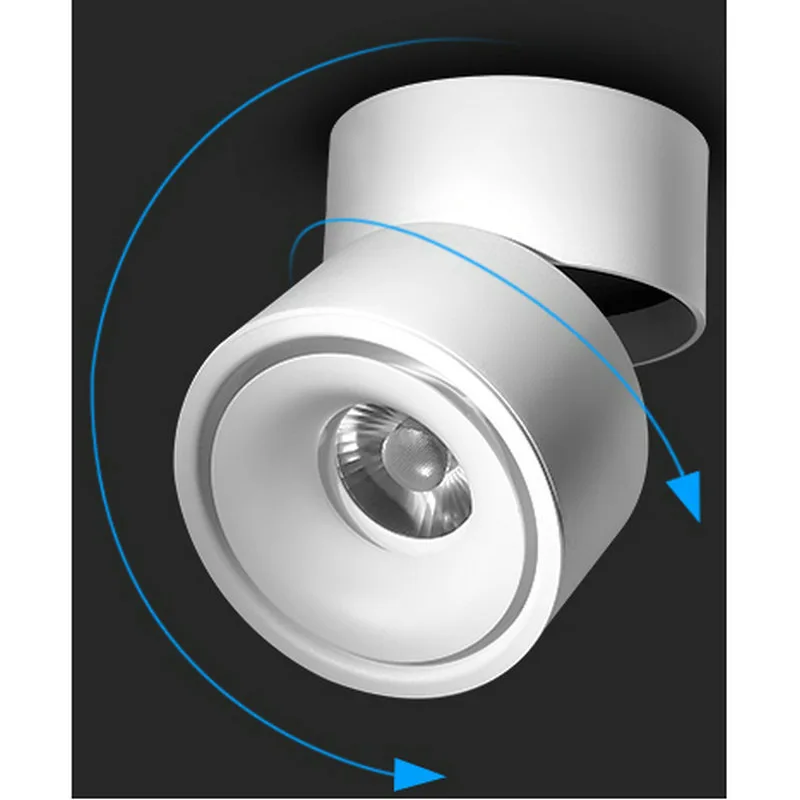 Folding Rotary Spotlight 7W10W Round Surface Mounted Spotlight Spotlight Black Double Layer lampara techo