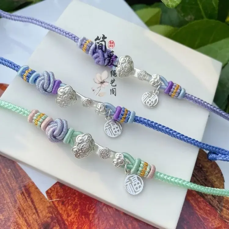 

Новый браслет из стерлингового серебра 999 пробы с красной веревкой и символом Руи, ручной работы, модный, уникальный, для девушек и женщин