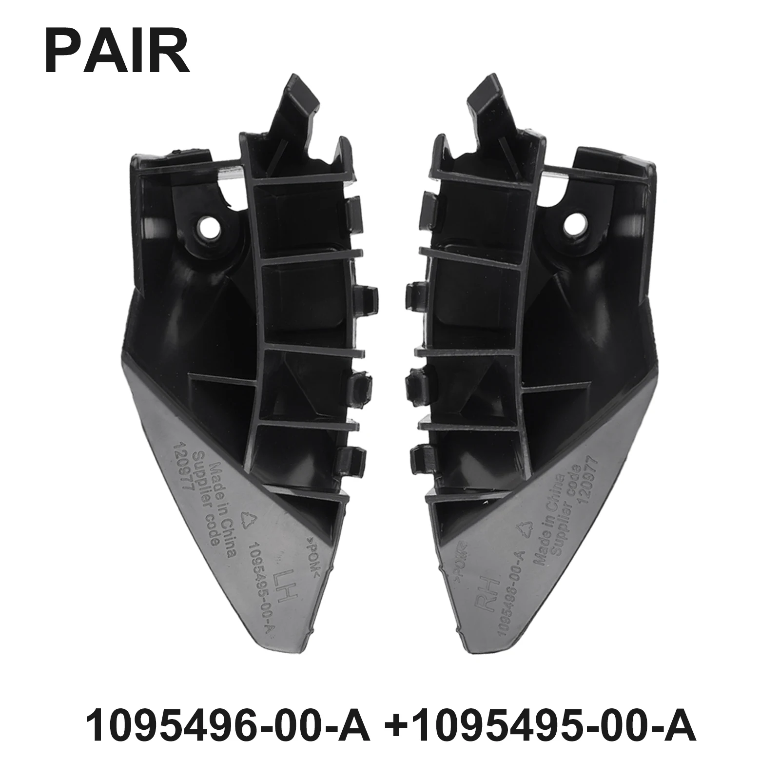 Pair Bumper Fender Bracket Plastic Vehicle 1095495-00-A 1095496-00-A Front Left & Right Parts Replacement Practical