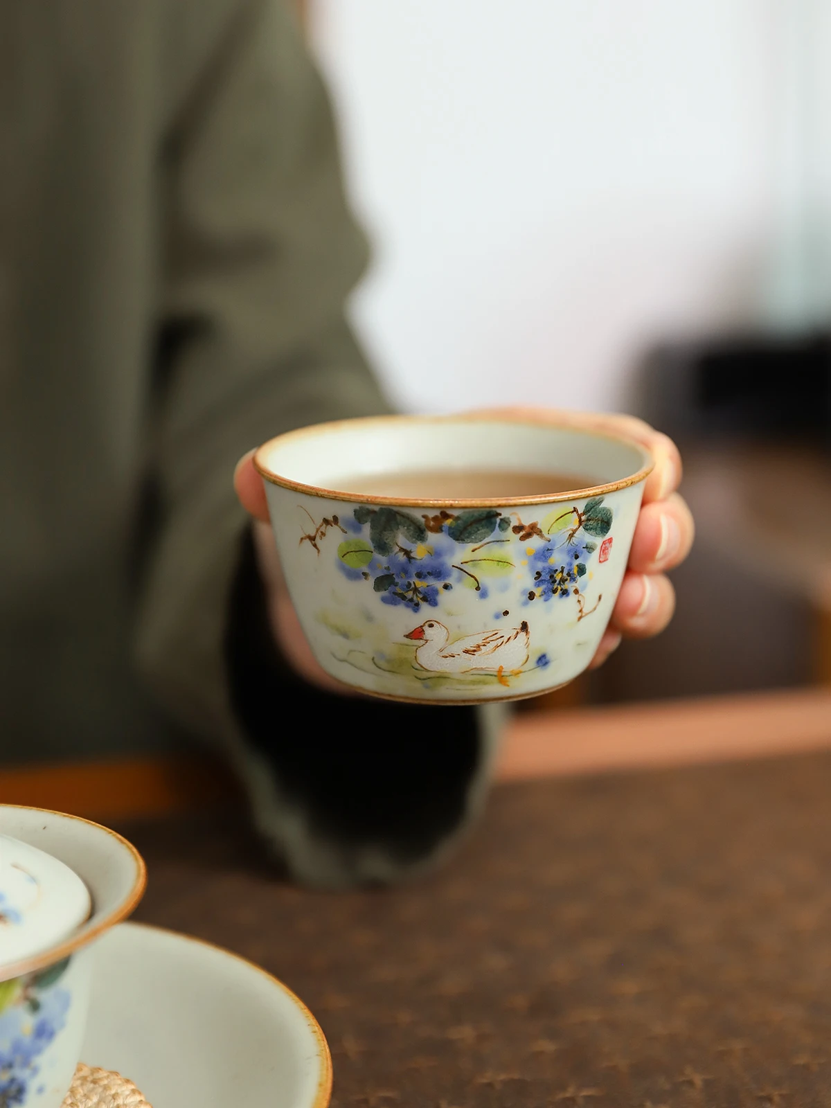 

Hand-Painted Cerc Tea Cup Chinese Sle Single Cup for Brewing Tea Master Piece Handmade Crtsmanip from Jingdezhen
