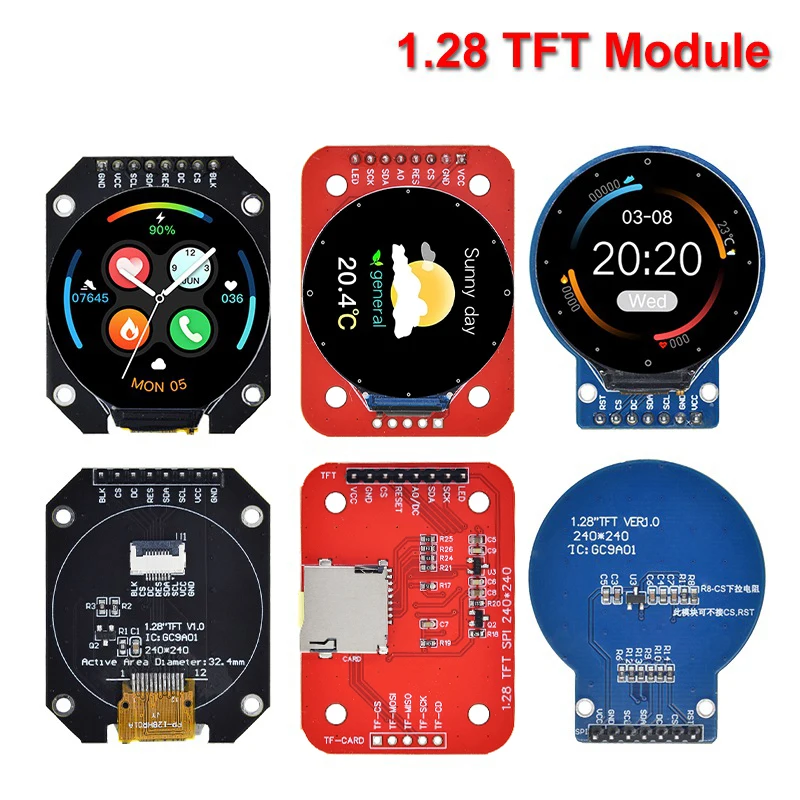 Wyświetlacz TFT 1,28-calowy moduł wyświetlacza TFT LCD Okrągły RGB 240*240 GC9A01 Sterownik 4-przewodowy interfejs SPI 240x240 PCB dla Arduino