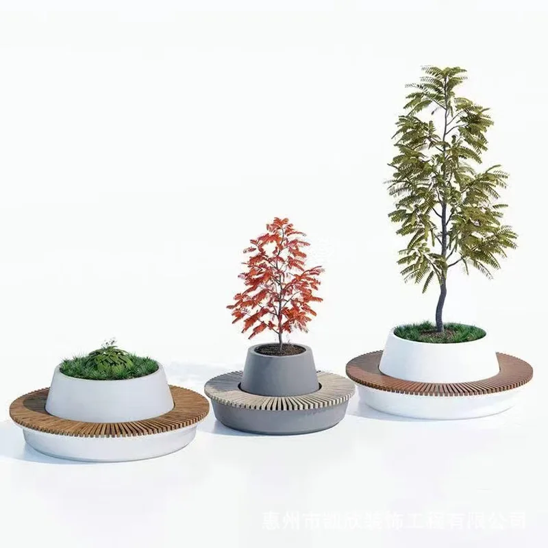 HYS FRP Tree Pool Seat Round Airport Bench Rest Area Outdoor Park Large Flower Bed Shopping Mall Leisure Chair