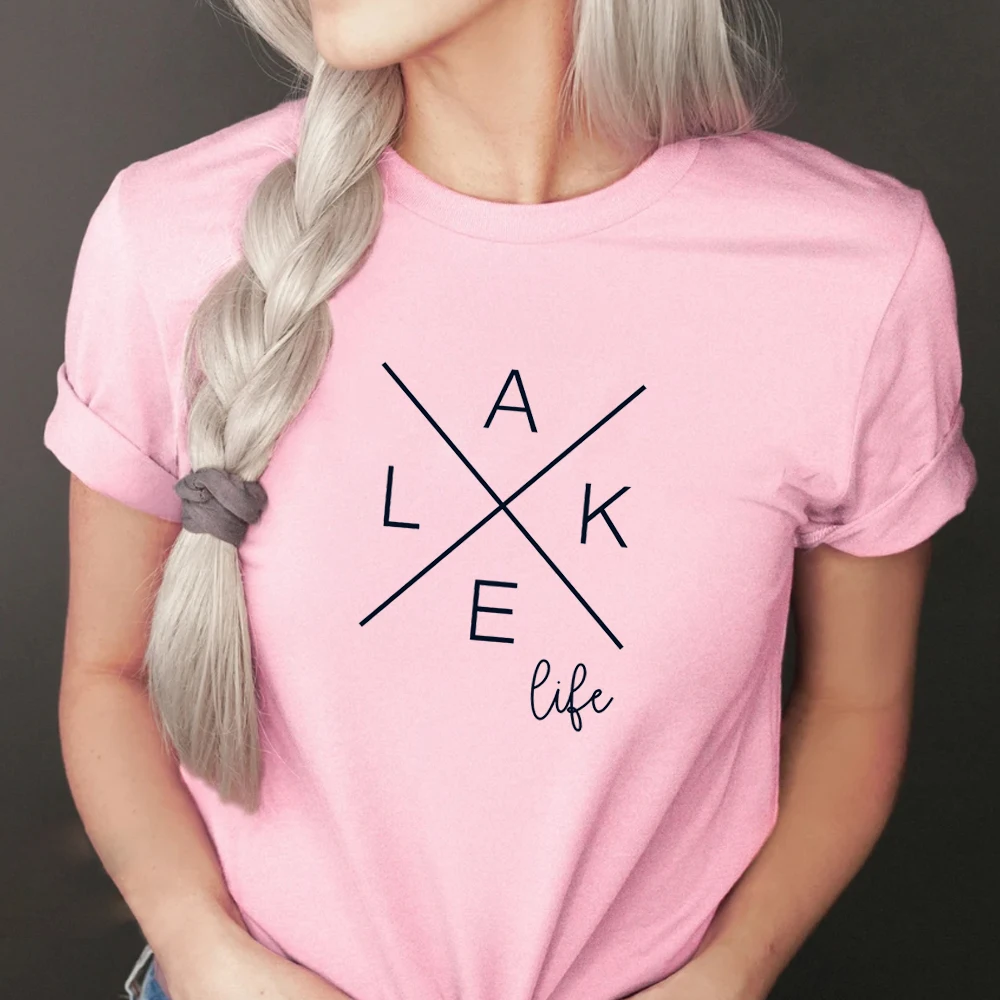 Camisola de Camper Aventura Feminina, Camiseta Amante Aventura, Férias Lake Life, Roupa de Mulher, Tendência da Moda, Verão, 2024