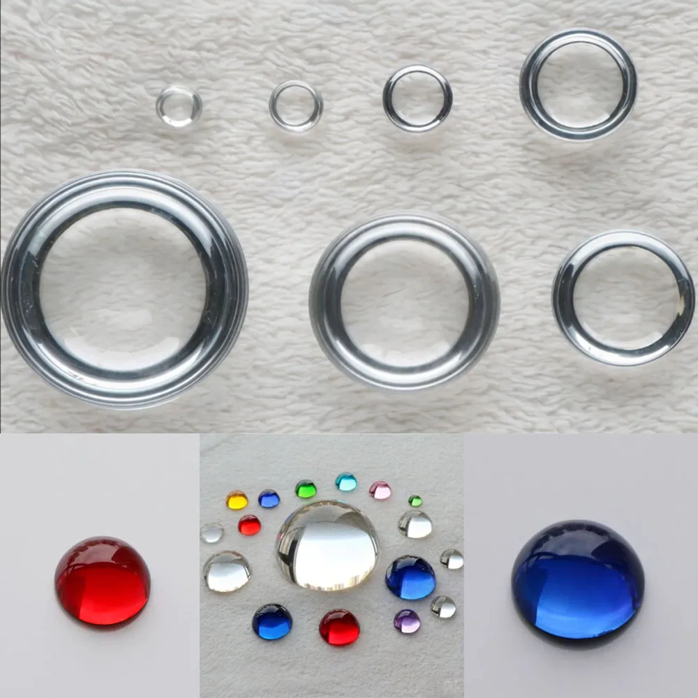 Dia 12-100mm Round Shape Glass Beads Cut Flat Bottom Loose Synthetic Gems Craft Ornaments