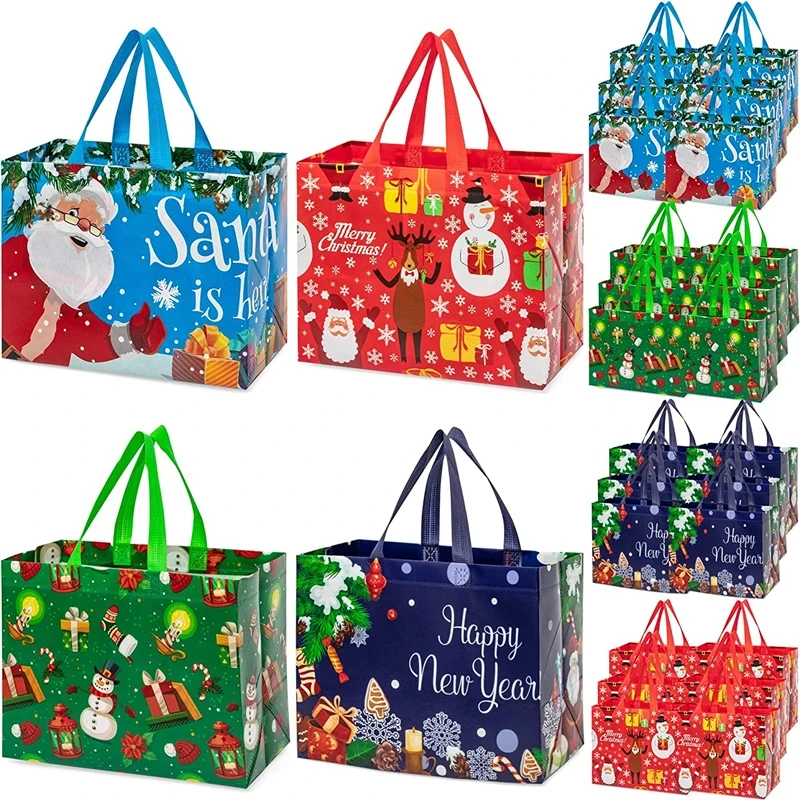 10pcs Non Woven Fabric Waterproof Reusable Handbag 2023 Christmas Party Gift Bag Storage Shopping Bag Package Christmas Ornament