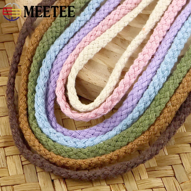 

20Meters 5/7mm Cotton 8 Shares Twisted Cord Shoes Bag Hoodie Rope Decorative String Cords Thread Ropes Crafts Sewing Accessories