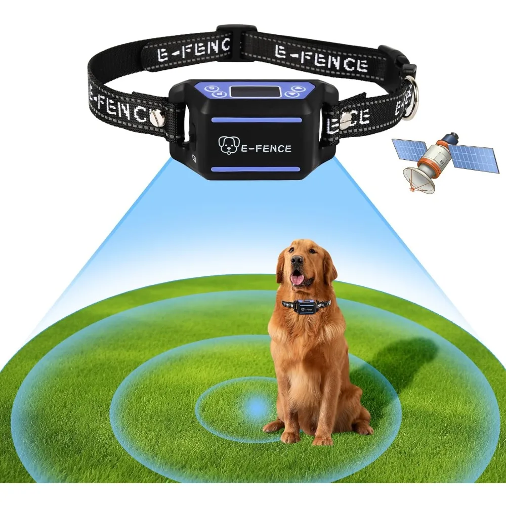 Dog Collar, Electric Wireless Pet Fence, Pet Containment System with Adjustable Warning Strength, Dog Training Collar