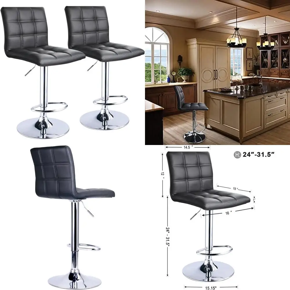 Leopard Print Modern Square PU Leather Bar Stools with Backrest, Set of 2, Swivel Bar Height Chairs