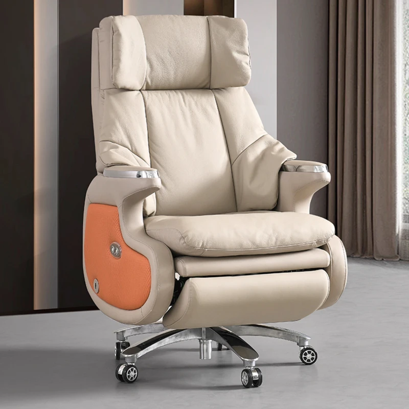 

Electric Footrest Ergonomic Chair With Wheels 7-Point Vibrating Recliner Computer Chair Solid Wood Frame Furniture Office Gamer