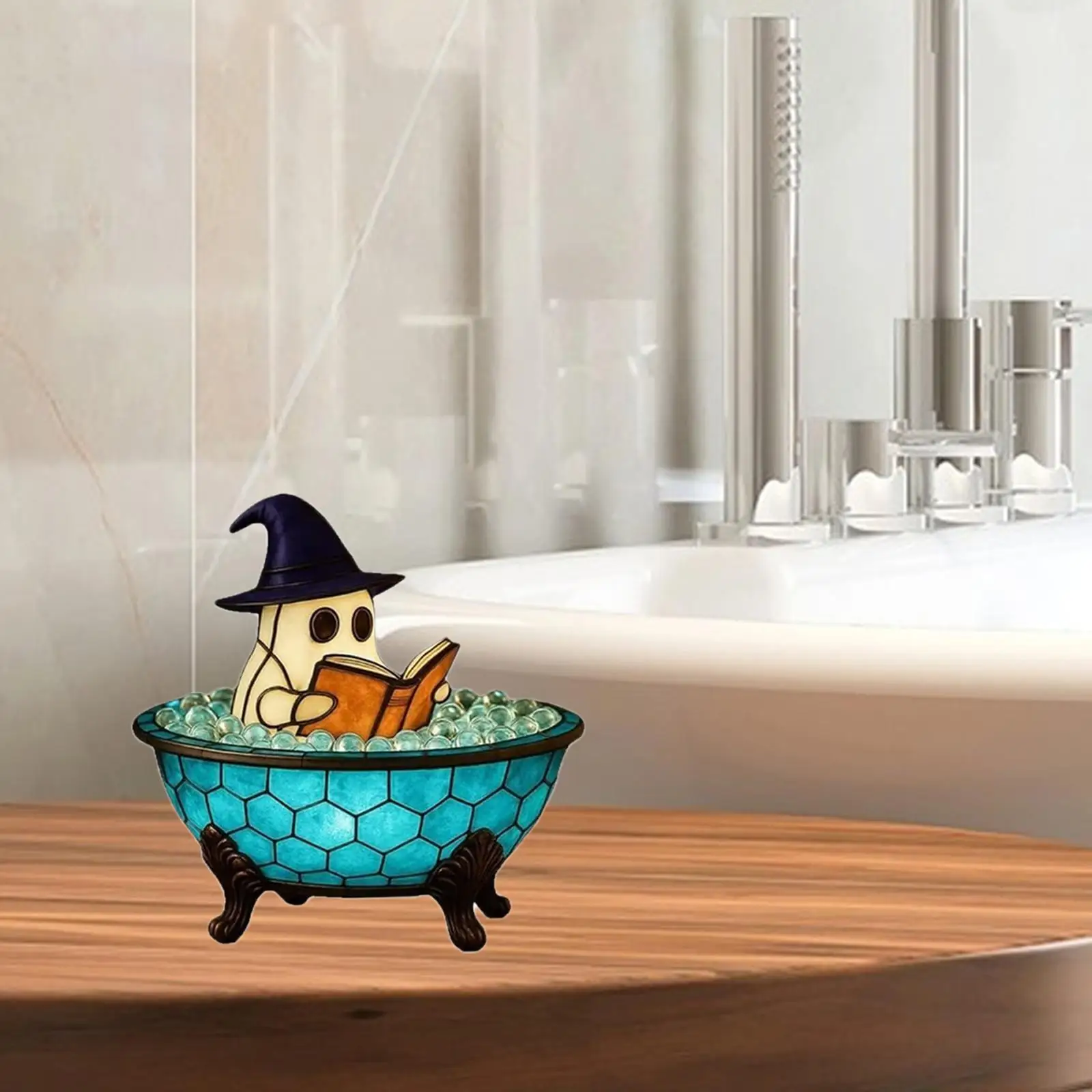 

Ghost Bubble Bath Lamp Cute,Adorable,Table Centerpieces,Spooky,Handmade LED Lamp for Indoor Party Shelf Reading Books Fireplace