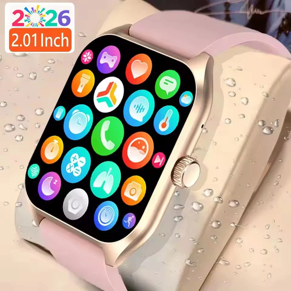 

2026 New Smart Watch For Android IOS 2.01Inch Color Screen Bluetooth Call Blood Oxygen/Pressure Monitoring Smart Watch Women Men